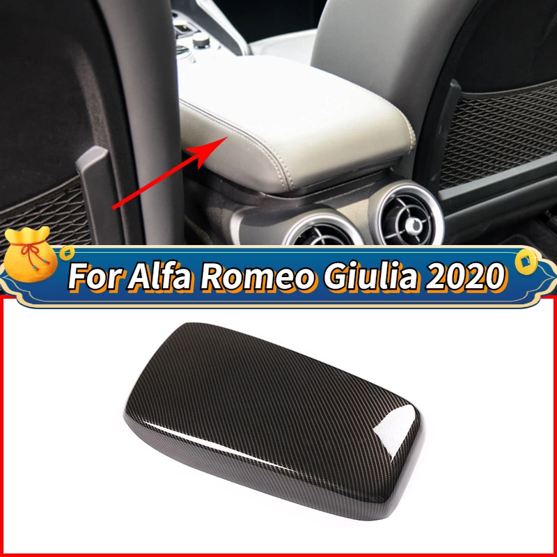 

For Alfa Romeo Giulia 2020 Car styling ABS Carbon Fiber Texture Center Armrest Box Protection Cover Trim Car Accessories