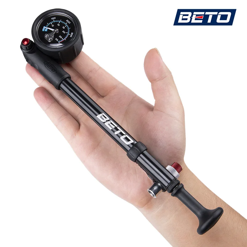 Beto 003AG Foldable 400psi High-pressure Bike Air Shock Pump with Lever & Gauge for Fork & Rear Suspension Mountain Bicycle