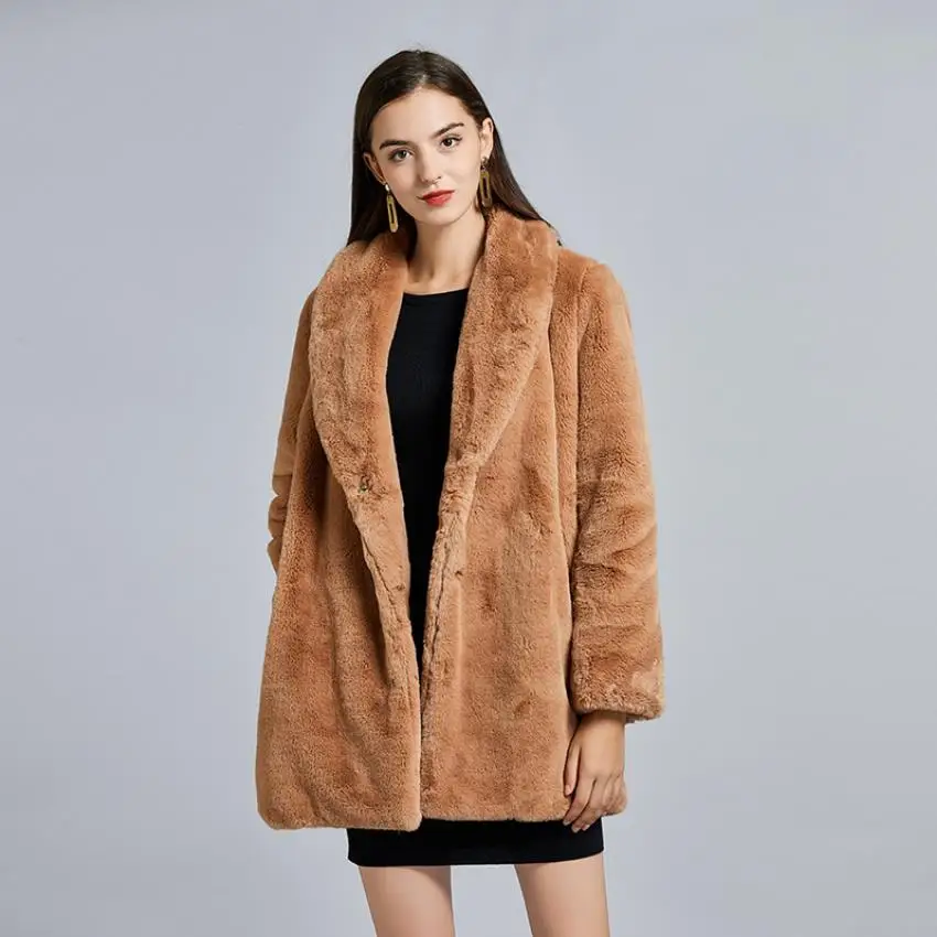 

Winter New Warm Women Furry Soft Faux Fur Coat Harajuku Vintage Long Sleeve fashion Fluffy Fur Jacket Streetwear F771