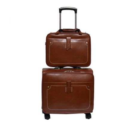 PU leather luggage Suitcase set Travel suitcase Spinner suitcases Rolling Luggage trolley bags Men Business Travel bag On Wheels