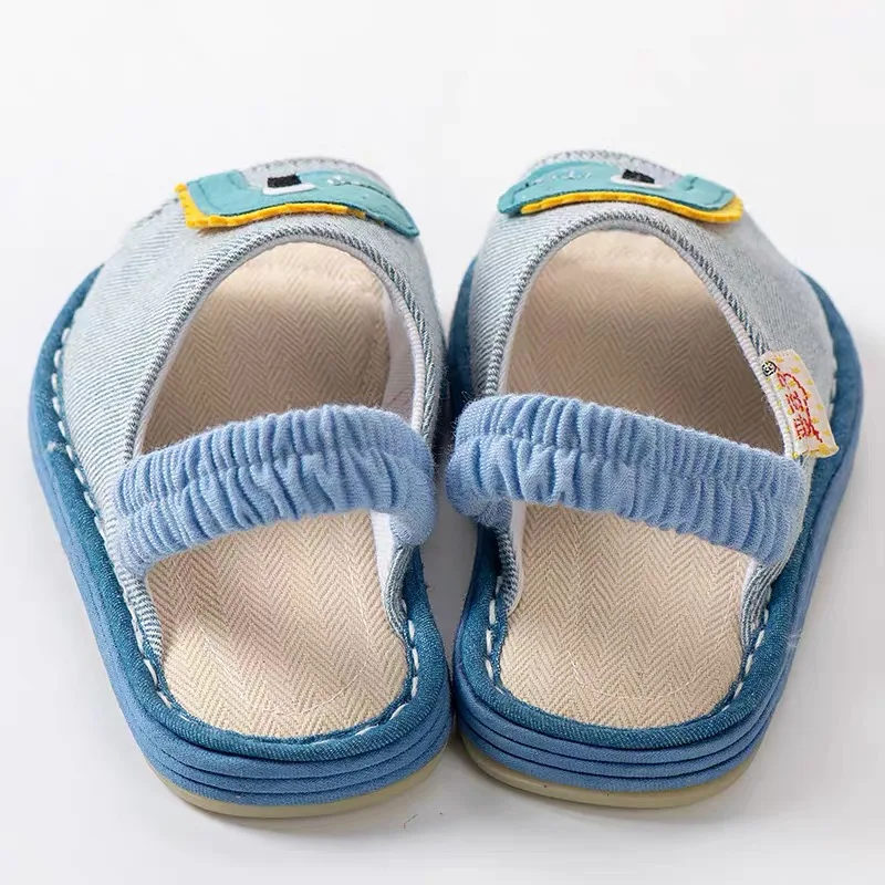 Kids baby slippers toddlers sandals non-slip home indoor children shoes cartoon elastic home sandals infant cloth shoes