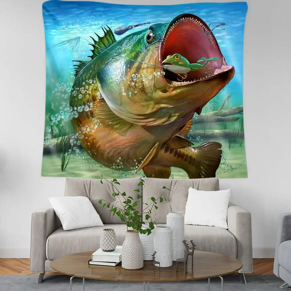 

New animal cartoon fish 3D Tapestry Abstract Art Wall Hanging Tapestry Dormitory Family Bedroom Living Room Decor Craft 001