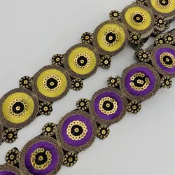 5yards Fashion Iron on flower sequin Lace Ribbon  Embroidered Flower Trim for Clothes DIY