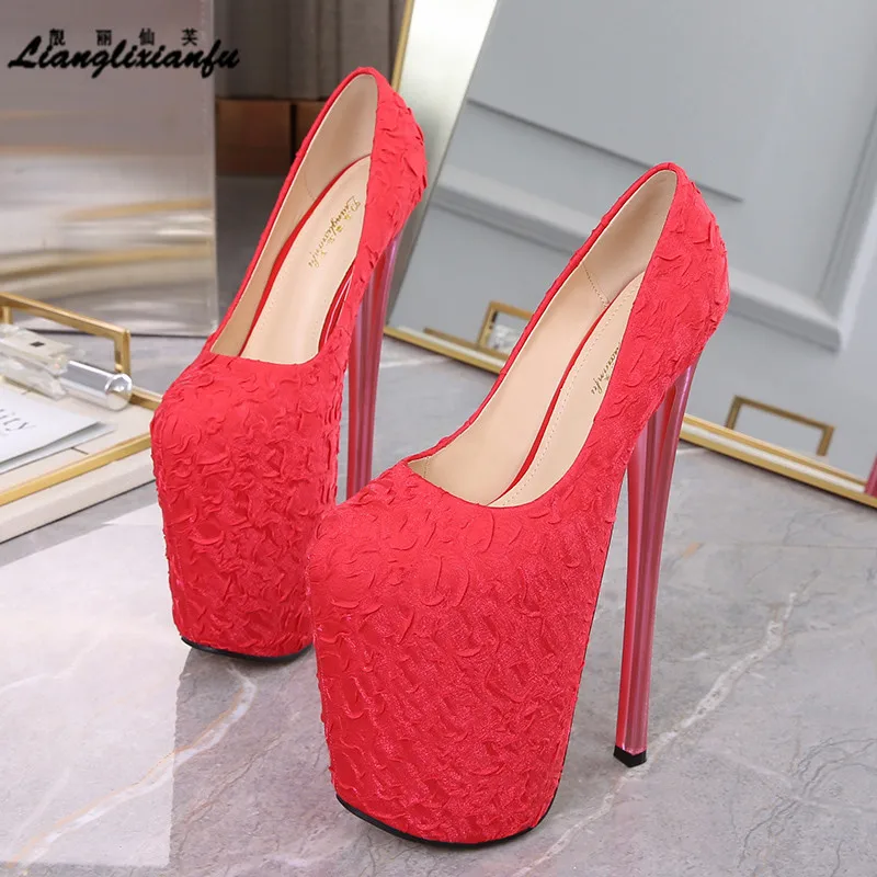 Crossdresser Fashion Solid Stiletto Cosplay Dance Pumps ladies 22cm thin high heels women Round Toe Bridal party banquet shoes