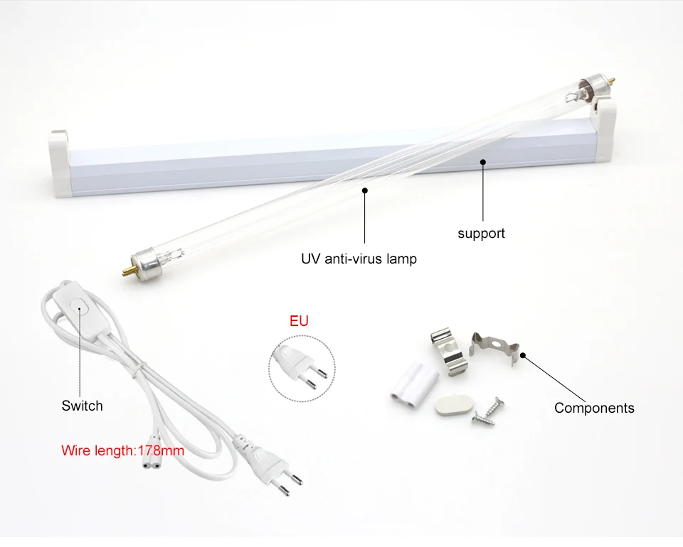 UVC Quarz Uv Lampe 220V 240V 6W 8W UV-Licht Sterilisator T5 Rohr Birne LED Ozon bakterizide Lampe Keimtötende Desinfektion – Detail 4