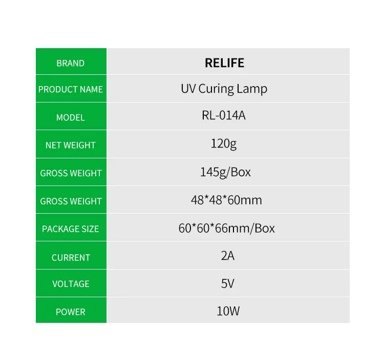 RELIFE RL-014A USB UV Kleber Aushärtung Lampe Tragbare Handy Reparatur Werkzeuge Grünes Öl Heizlicht für Smart Handy – Detail 7