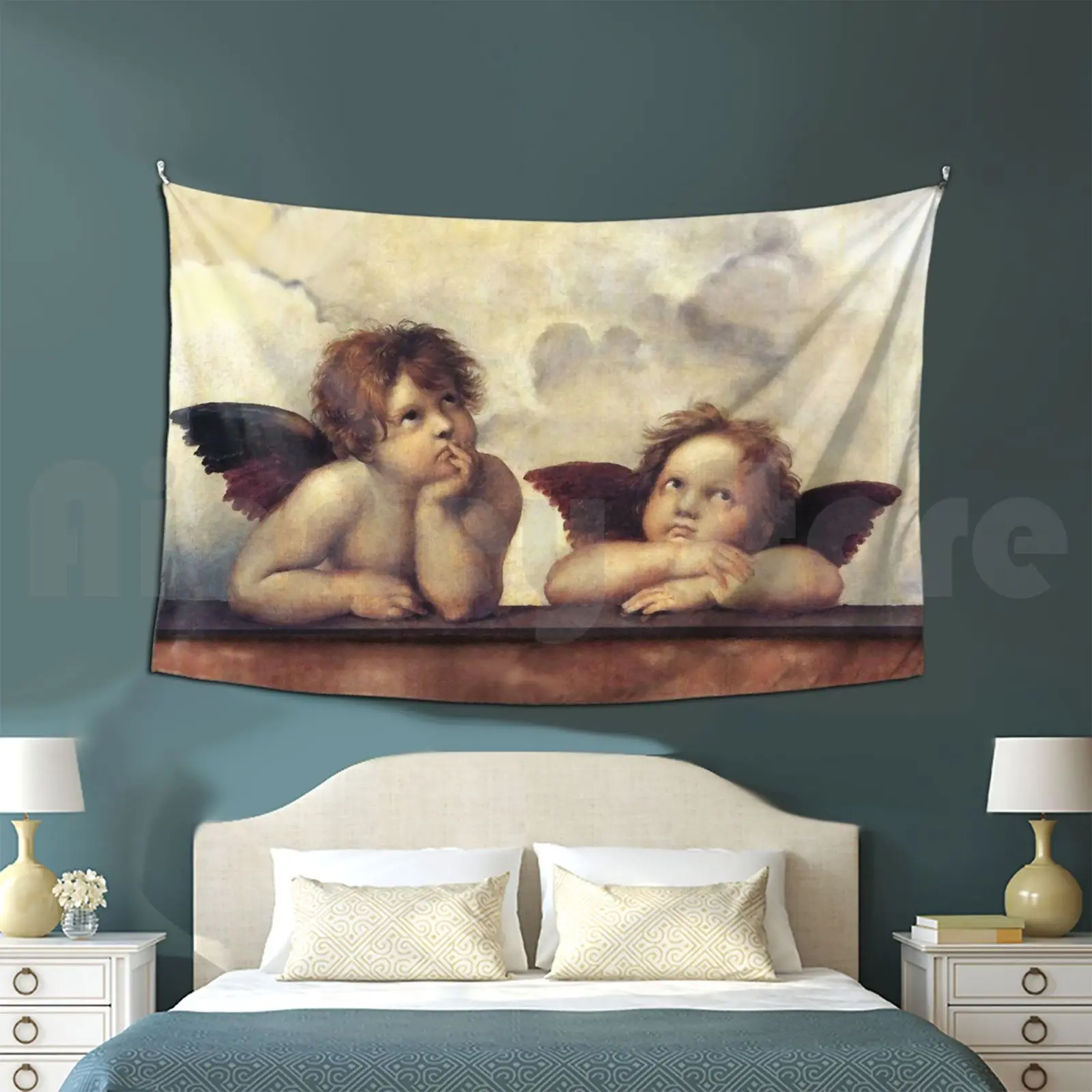 Renaissance Angels Winged Cherubs Customized Tapestry Angel Cherubs Renaissance Fine Art Masterpiece