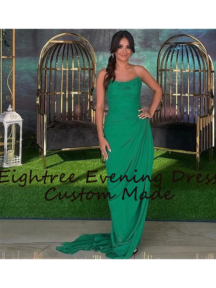 Eightree-Vestido largo de gasa para mujer, traje de noche Formal de manga larga, elegante, color verde, para fiesta de graduación de Arabia Saudita