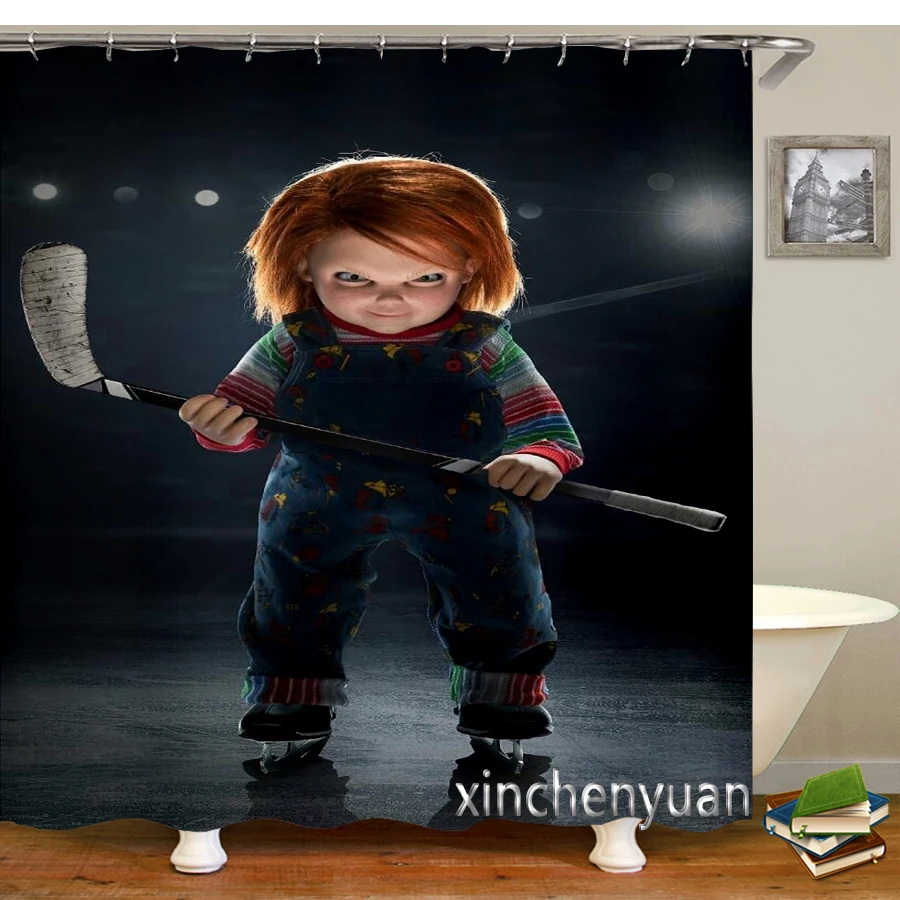 Horror Chucky Shower Curtains Waterproof Bathroom Curtain 3d Printed Fabric with Hooks Decoration Shower Curtain M10