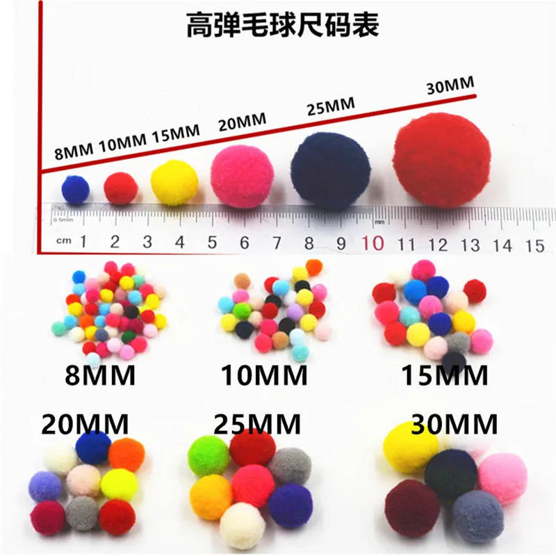 Pompom 8/10/15/20/25/30mm Plush Ball for Craft DIY Wedding Home Decoration Garment Sewing on Cloth Accessories Craft Supplies