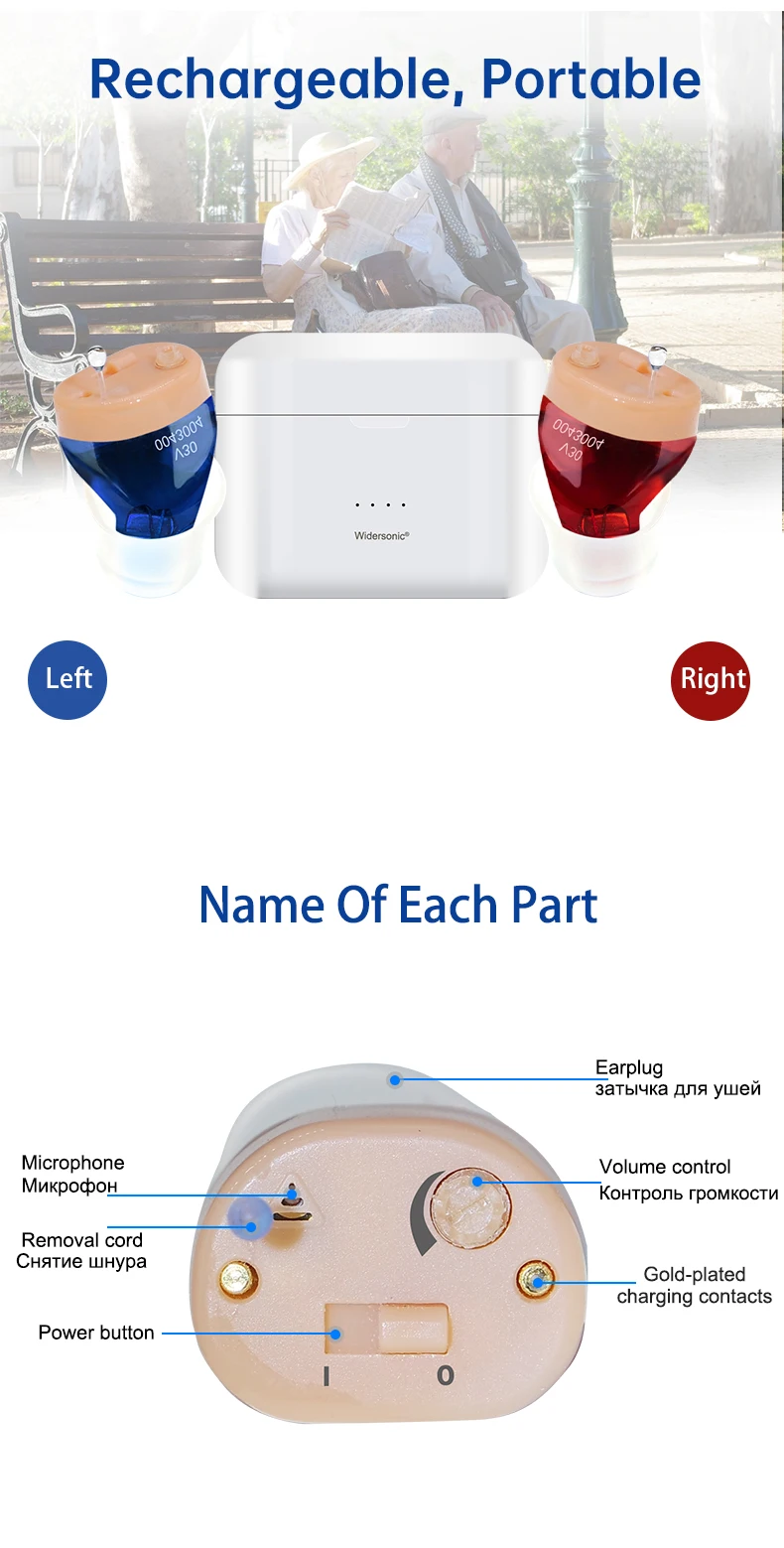 Hearing Aids USB Rechargeable Mini Audifonos In Ear Portable Invisible Adjustable Tone Sound Amplifier for Deafness Drop Shippin