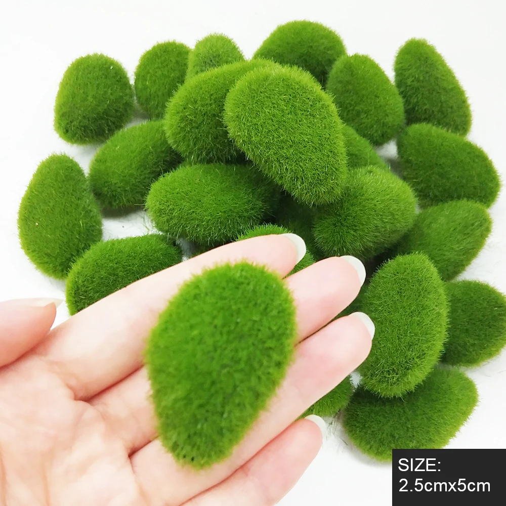 Creative Crafts 30pcs Green For Garden and Crafting Artificial Moss Rocks Simulation Plant DIY Decoration Fake Stone