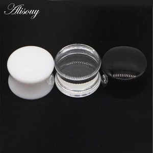 Alisouy Fashion 2Pcs Putih Hitam Transparan Akrilik Telinga Terowongan Plug Telinga Alat Pengukur Piercing Pelana Expander Tandu Tubuh Perhiasan 10 pengukur hitam penjualan terbaik - №