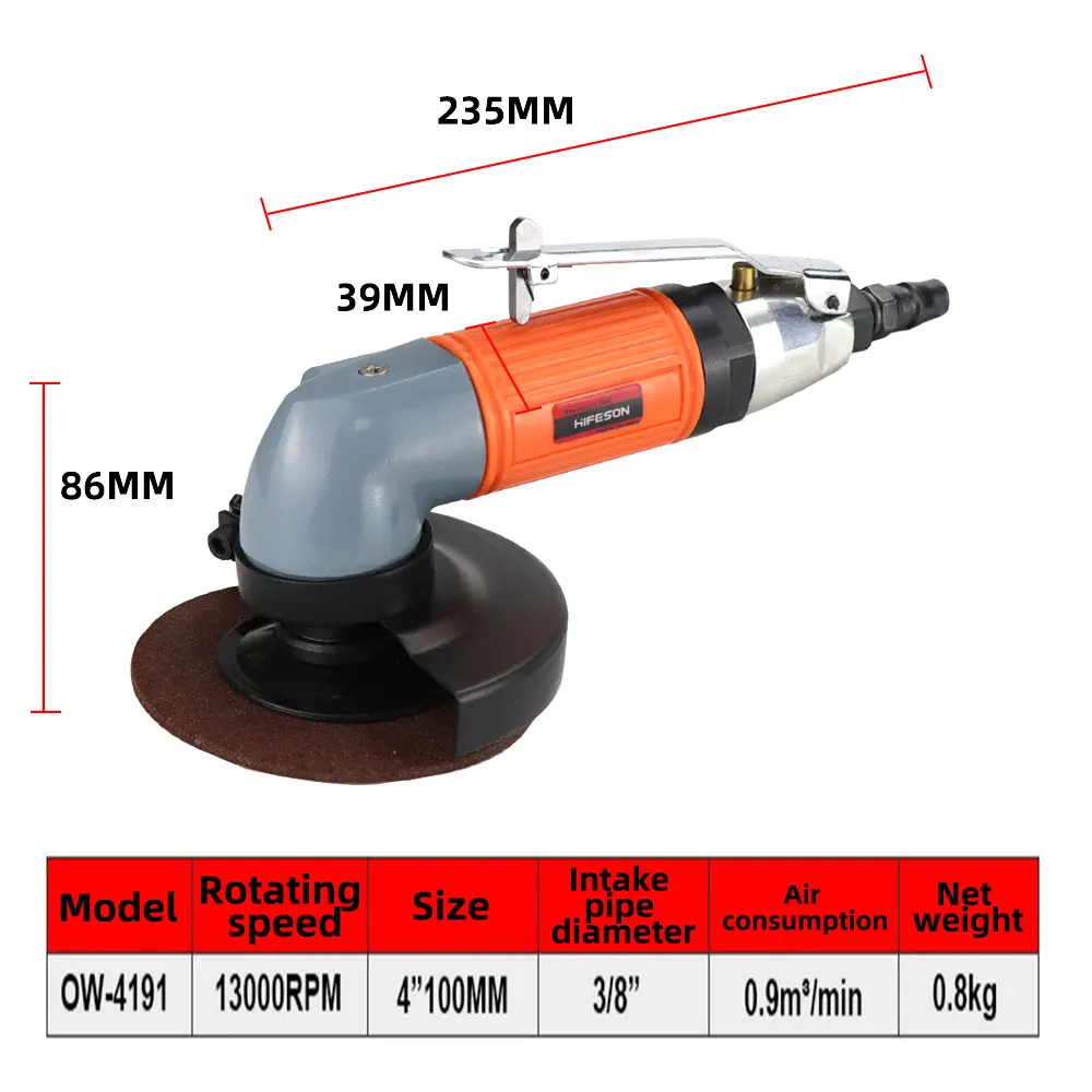 Imagem -02 - Hipuron-moedor Multifuncional Poderoso Ajuste Industrial 4191 mm Moedor Pneumático Ângulo de Polegadas para Polimento Angle Grinder Moedor de Angulo