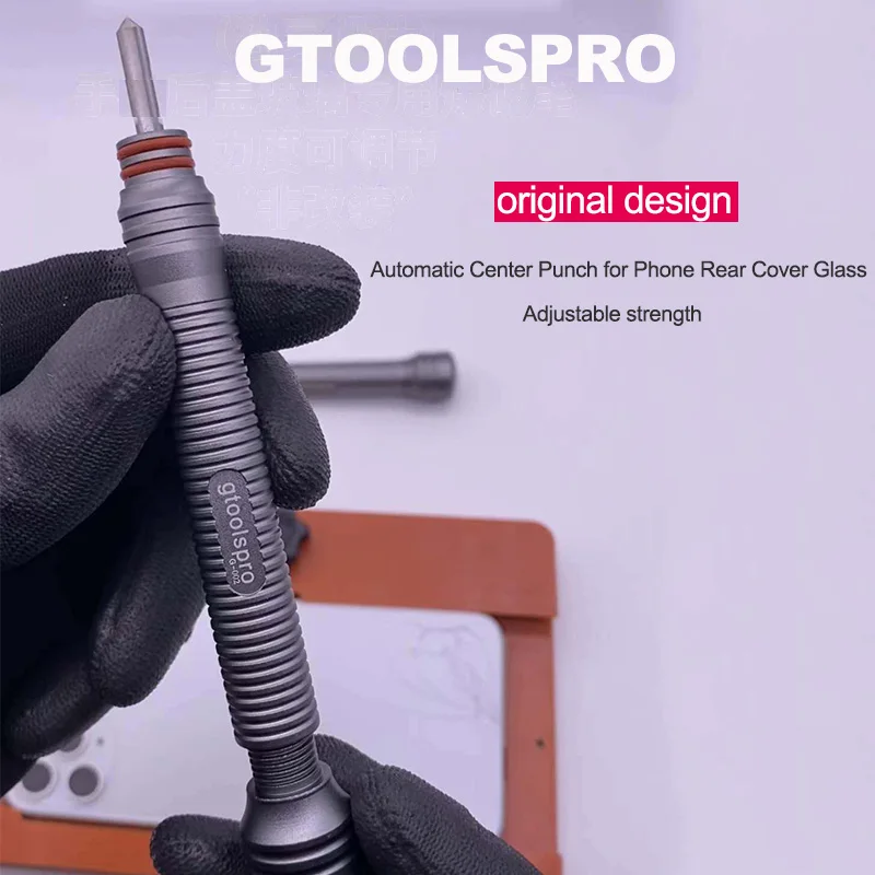 Perfurador Central Automático para Vidro Traseiro Iphone Ferramenta de Perfuração de Metal com Mola Ajustável para Reparo da Capa Traseira de Celular