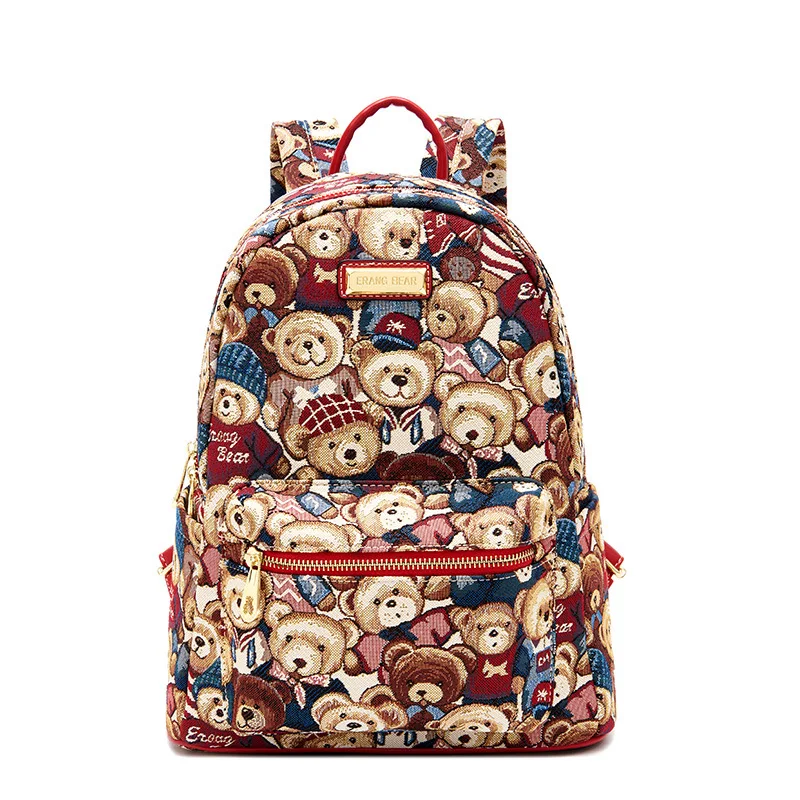 zoey Canvas backpack Korean version backpack women travel backpack women's cloth bag popular woven flower bag travel bag