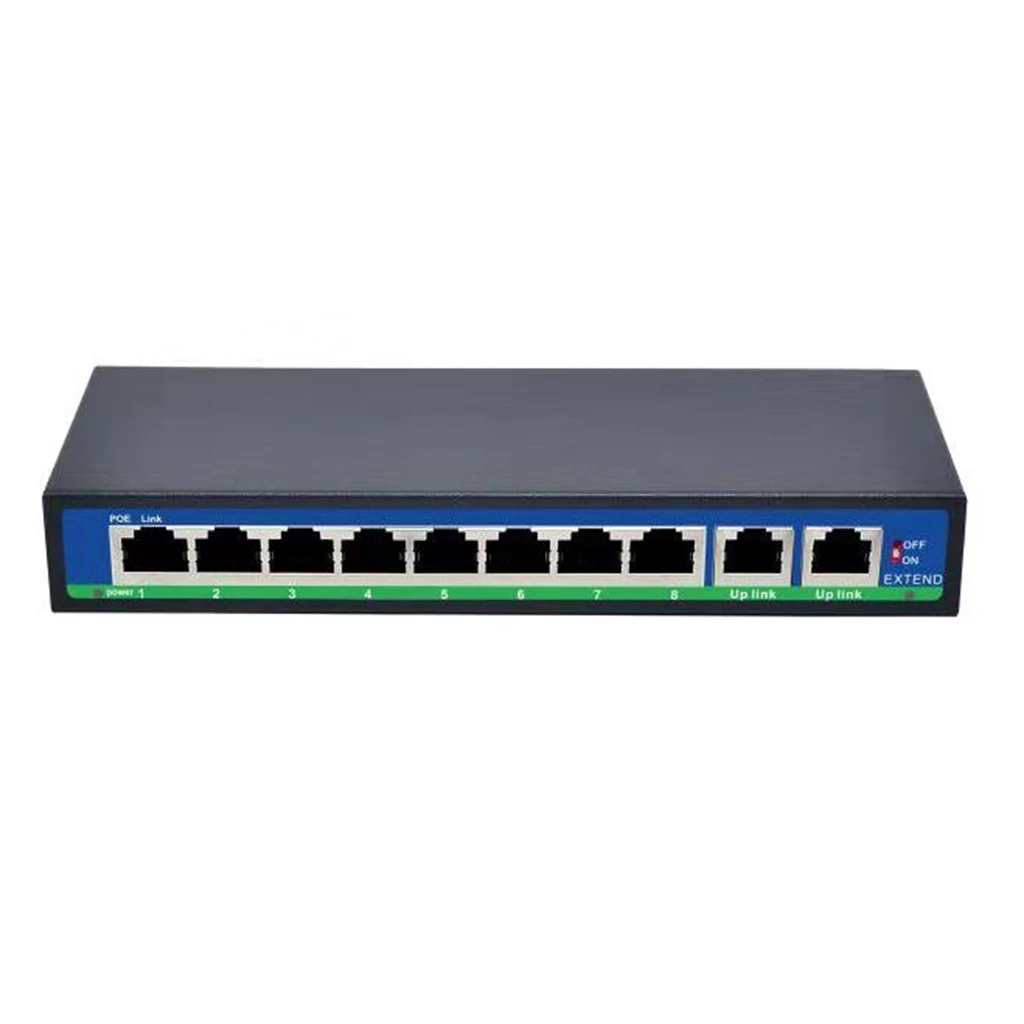 Interruptor Ethernet 4,5 +/7,8, compatible con 12V, 24V, 48V, 9 puertos, 10/100Mbps, 8 puertos POE y 2 interruptores de red Uplink, 1 unidad