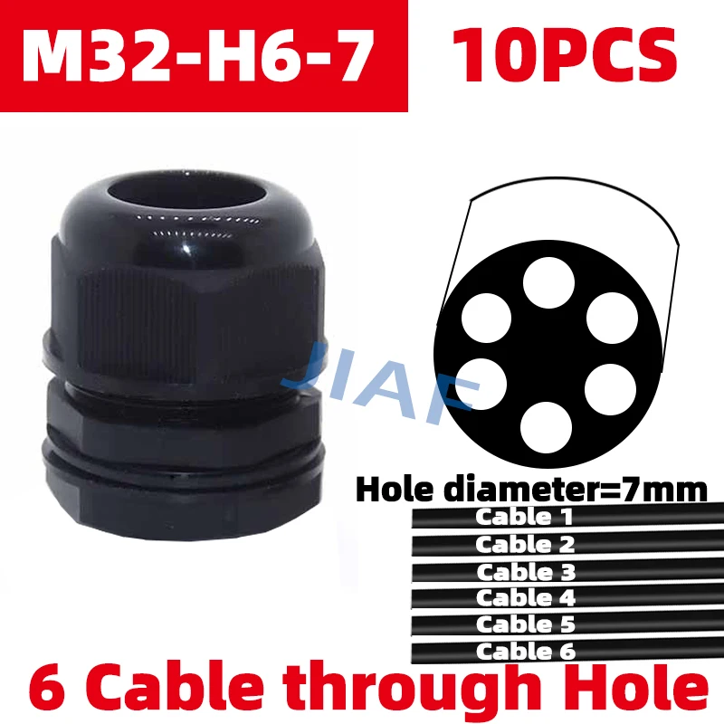 10PCS More Holes Waterproof Plastic Cable Gland M20*1.5 With Tow Holes M25*1.5 Nylon Gland M32*1.5 Black Grey Seal Joint M16 image 3
