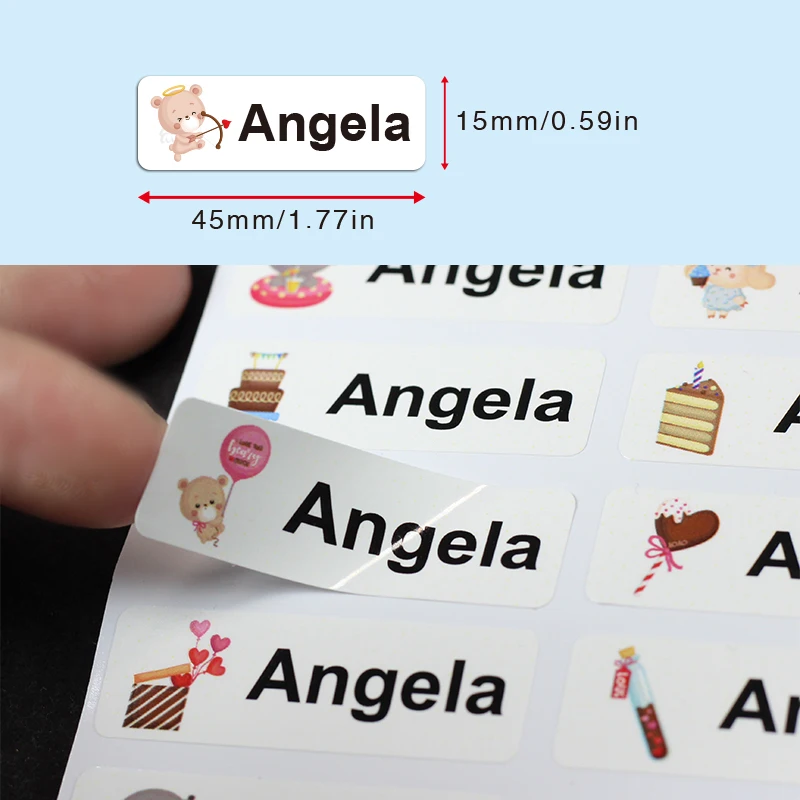 Imagem -02 - Adesivos com Etiqueta de Nome Personalizada Adesivos Personalizados com Nome Brinquedos Infantis Transparentes Lápis Escolar Copo de Água 100 Peças