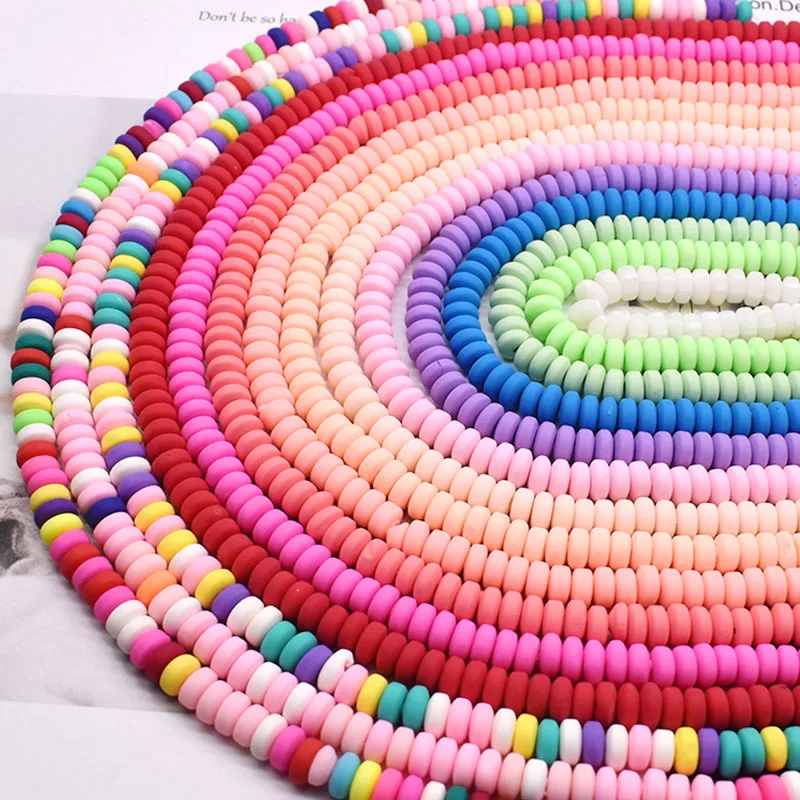 7mm 105pcs Polymer Clay Spacer Loose Beads Colour Handmade Ellipse Clay Beads For Jewelry Making DIY Necklace Bracelet