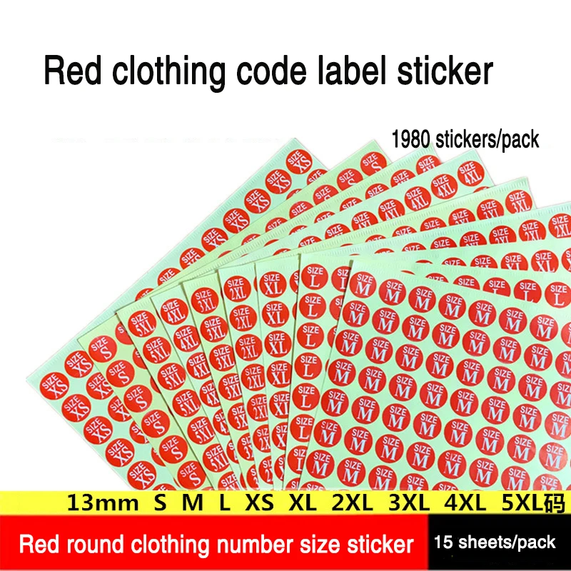 Brand New Quality Clothes Circular Size Stickers Red Background White Letters Diameter Easy To Tear Off Quality Source Of Goods