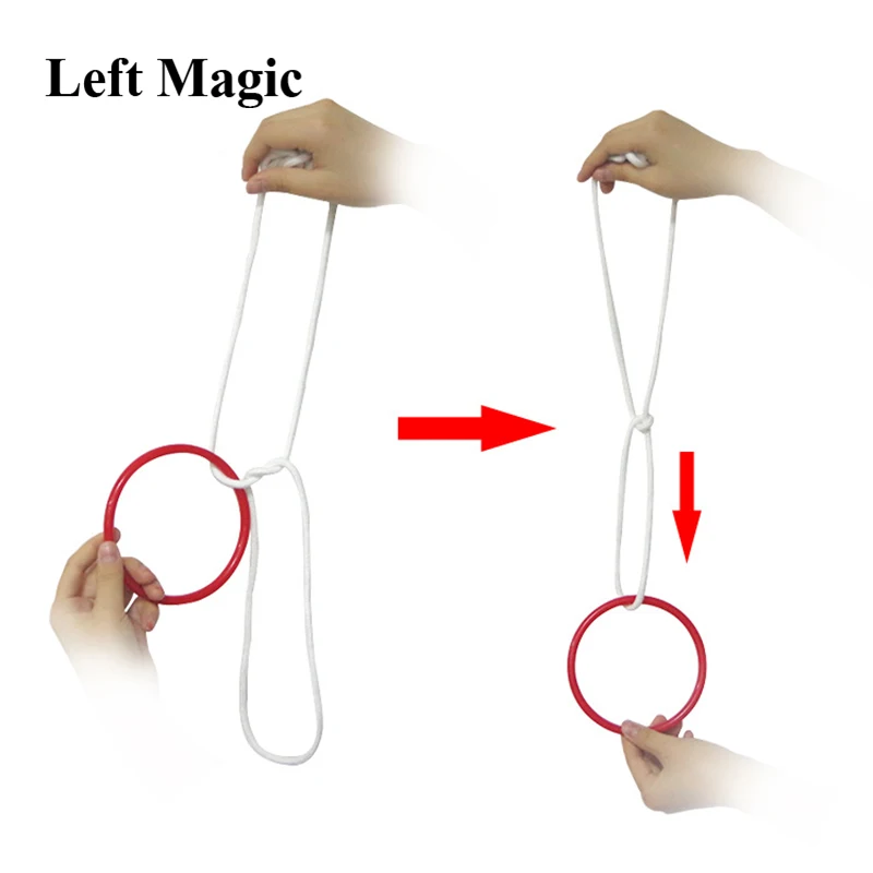 Ring With Rope Magic Tricks Rope Through The Knot Magic Props Close Up Street Stage Mentalsim Magician Toys Illusions