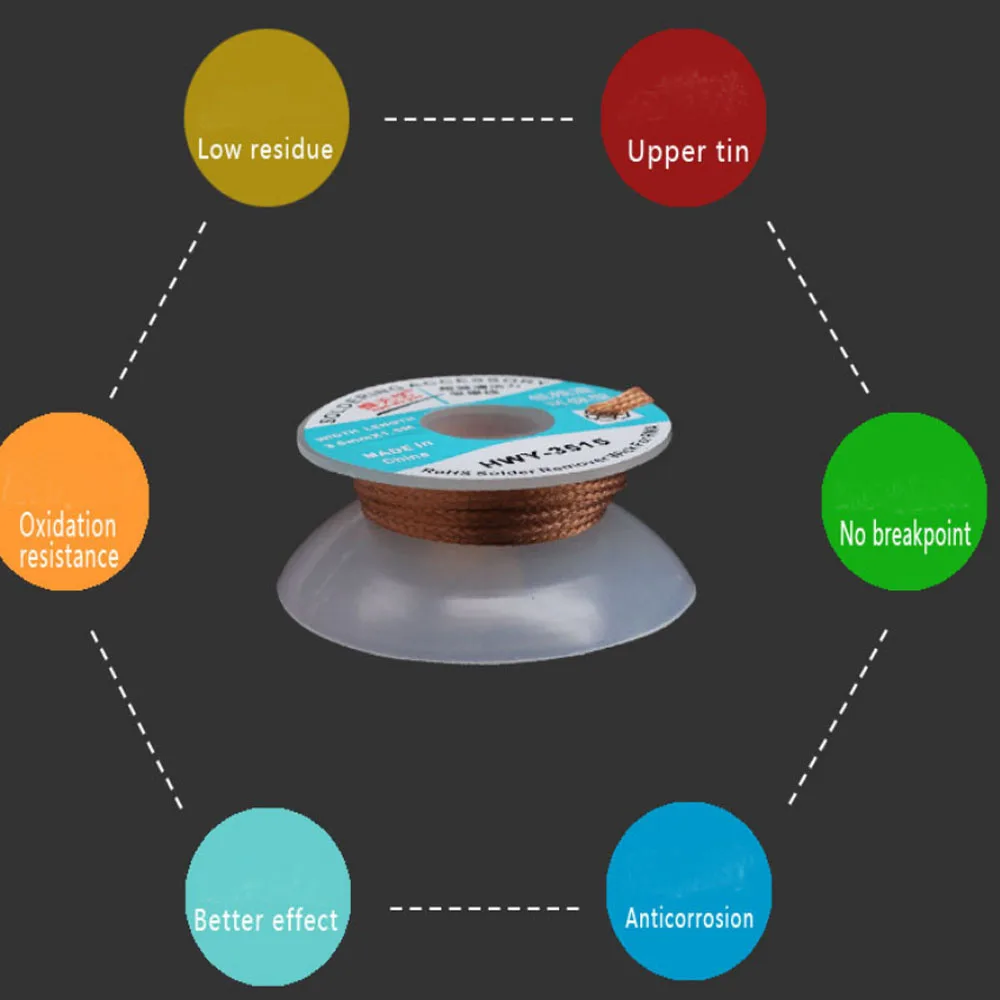 1 PCS 낮은 잔류 물 없음 깨끗한 와이어 너비 1.5/2.0/2.5/3.0/3.5mm 길이 1.5M 납땜 제거 브레이드 솔더 리무버 심지 와이어 단장 도구