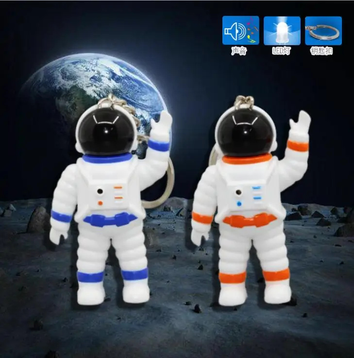 Mini Robot astronaut keychain Spaceman LED Speaking luminous couple bag accessories  theme toy keychian kids gifts  pendant