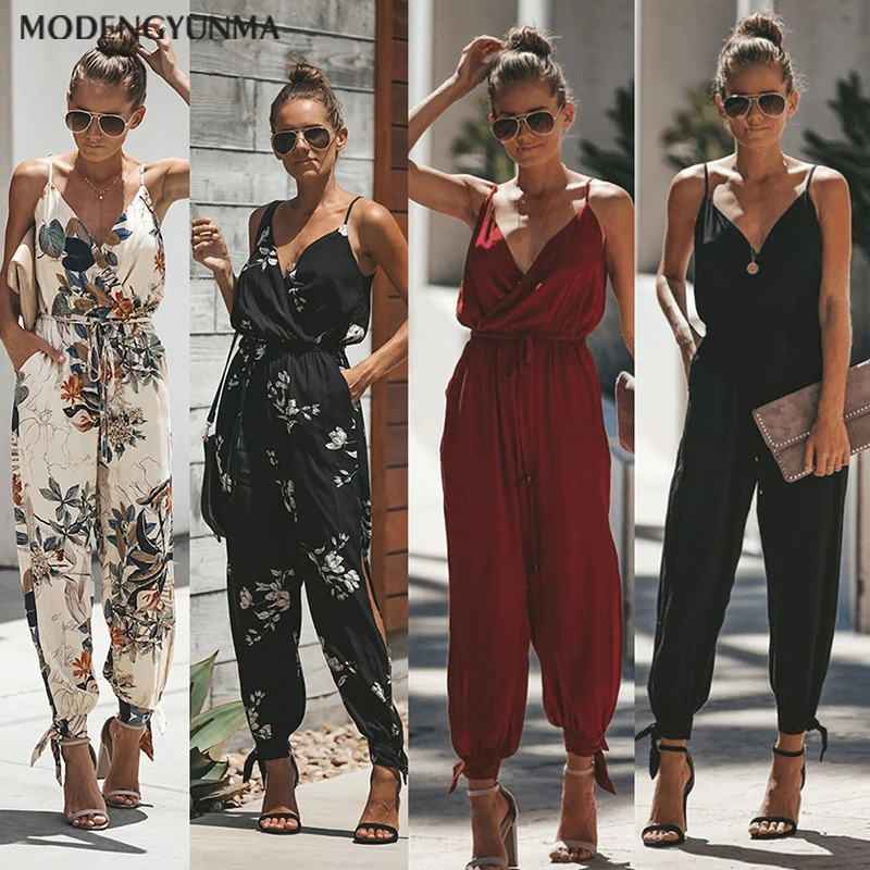 New Fashion V Neck Bodysuits Women with Belt Body Femme Bohemian Style Floral Playsuit Overalls Print Maternity Clothing Sets