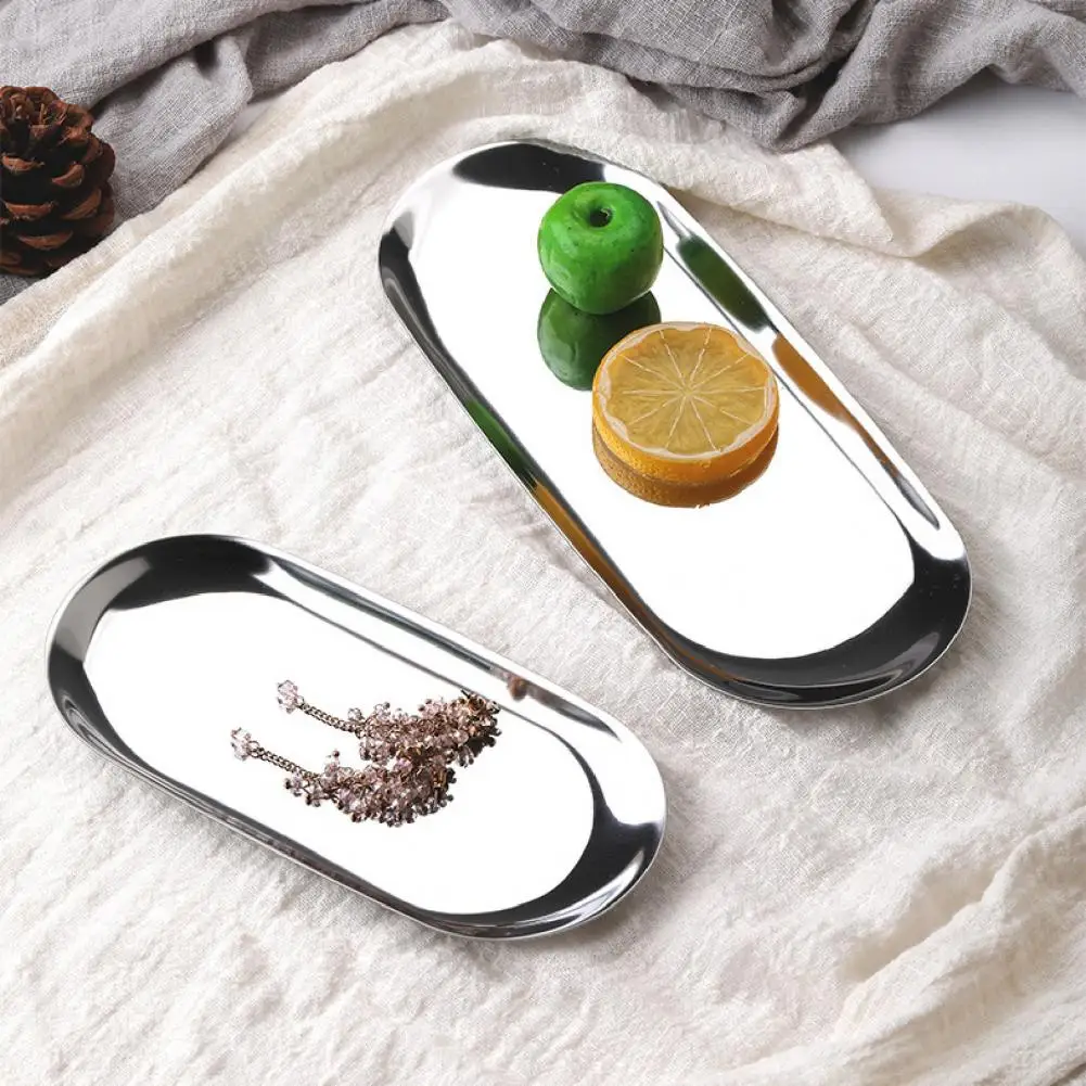 Serving Trays Wide Application Multi-function Stainless Steel Rust Resistant Cosmetics Jewelry Organizer for Home
