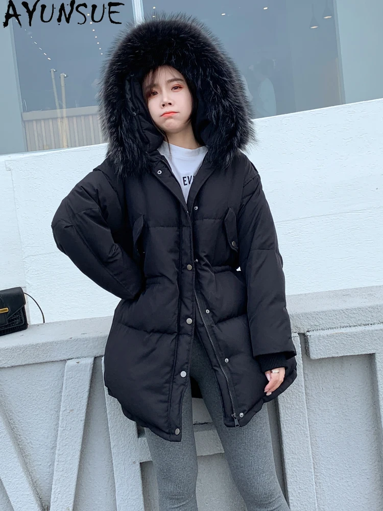 AYUNSUE Woman Parkas Winter Women's Down Jacket Hooded Thicken Big Fur Collar Coat Women Coats and Jackets Women Clothes 2020