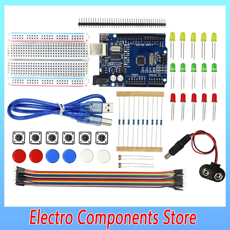 Starter Kit Für UNO R3 Mini 400 Löcher Breadboard LED Jumper Draht Taste für Arduino DIY Kit Schule Bildung Labor mit Einzelhandel Box