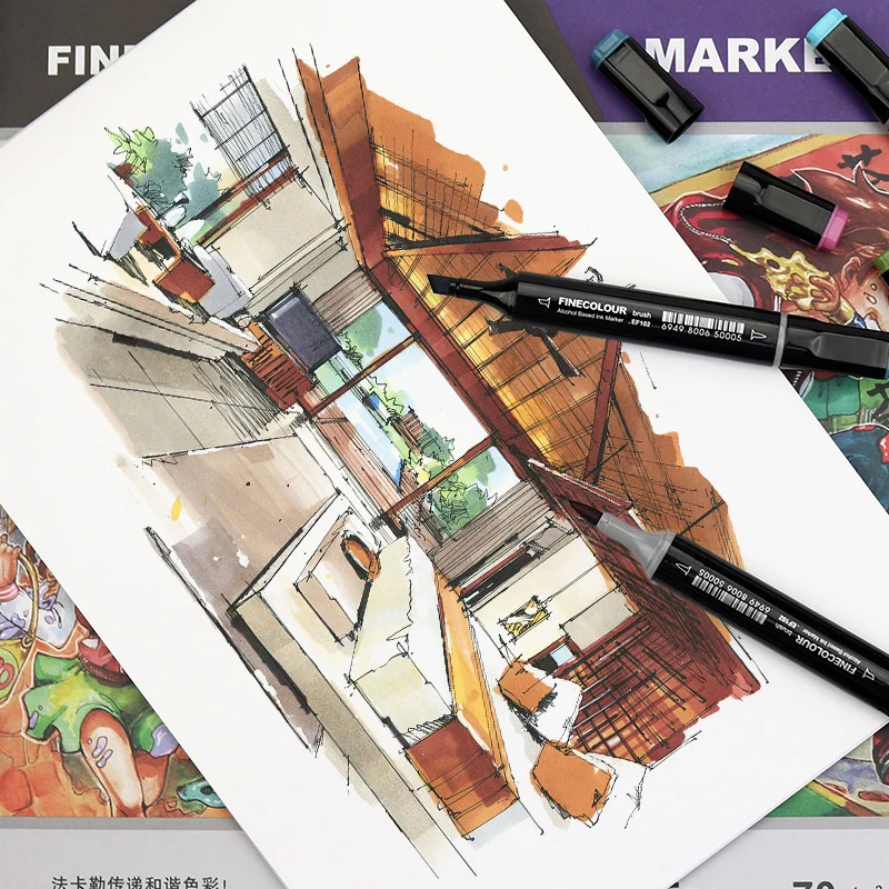 FINECOLOUR Marker Pad 32 K/A3/A4 szkicownik Marker 16/25 arkuszy profesjonalny/a/Junior Art rysunek Notebook notatnik Notitieboek