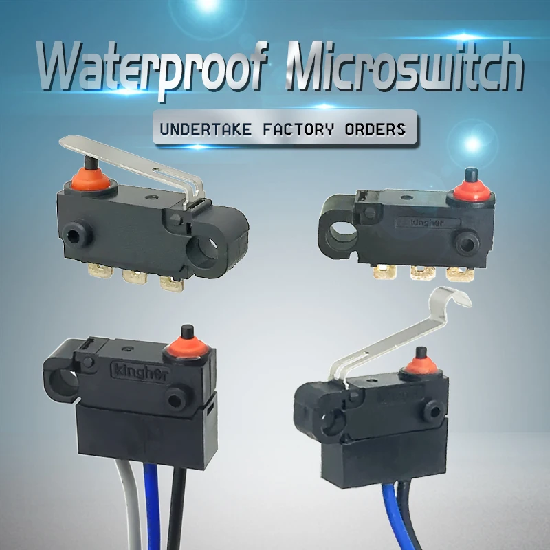 Small Microswitch Waterproof 18.5mm With Screw Hole, Sealed Lead Button Double Positioning Column Swing Rod, Replacing D2HW-C201