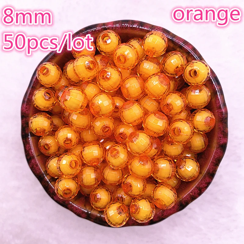 New 50pcs 8mm Faceted Earth 15 Colors Acrylic Loose Spacer Beads for Jewelry Making DIY Bracelet