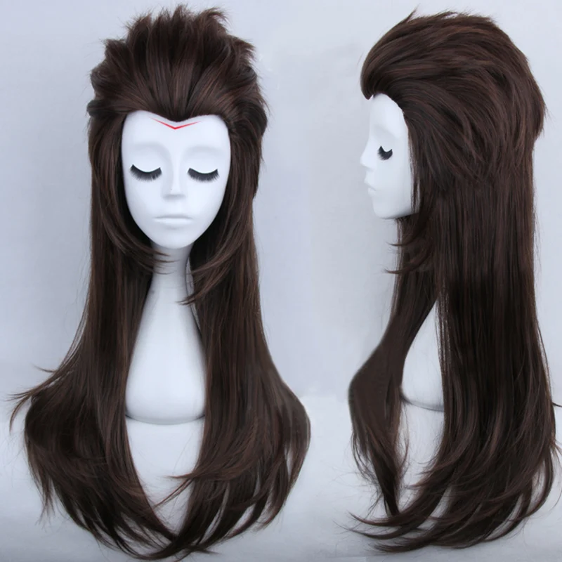 Sallyface Larry 70cm Long Slicked-back Brown Mixed Heat Resistant Hair Cosplay Costume Wig + Track + Wig Cap