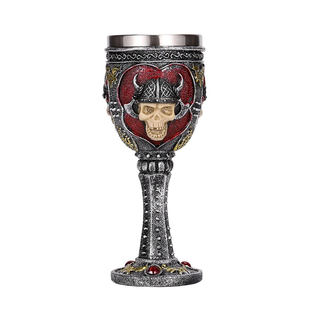 

200ml Gothic Wine Glass Skull Resin Stainless Steel Goblet Horrible Cocktail Glasses Whiskey Cup Bar Glassware Pub Drinkware