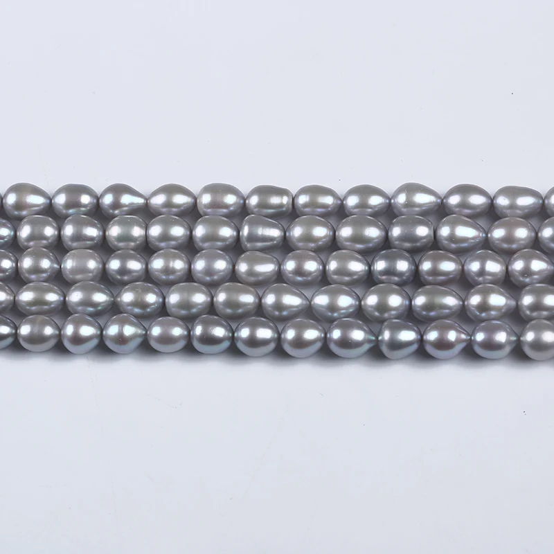 8-9mm Gray Color Freshwater Pearl Oval Baroque Rice Shape Pearls For Bracelet Earrings Necklace