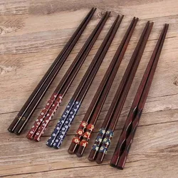 Palillos de madera Natural de estilo japonés para vajilla de patrón creativo, herramienta de cocina, decoraciones de restaurante