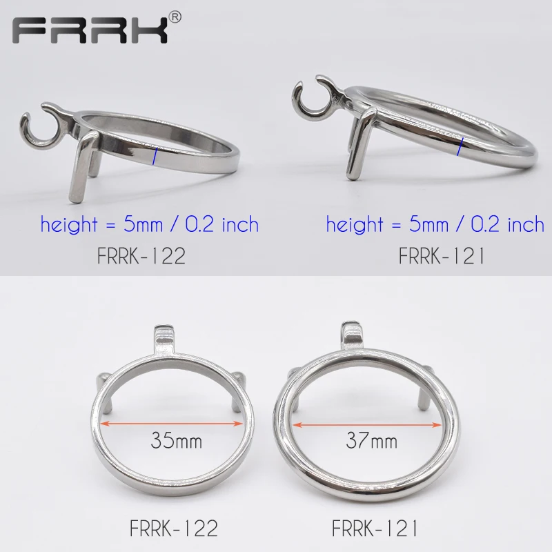 FRRK Double Penis Rings Cock Lock Male Chastity Cage Stainless Steel Bondage Device Restraint Sex Toys for Adutls 18 Training