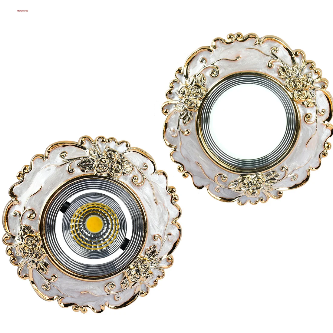 Art Déco-Lámpara empotrada con patrón de flores doradas, luz Led Cob de resina, 3W, 5W, 7W, para interior del hogar, sala de estar, pasillo, agujero