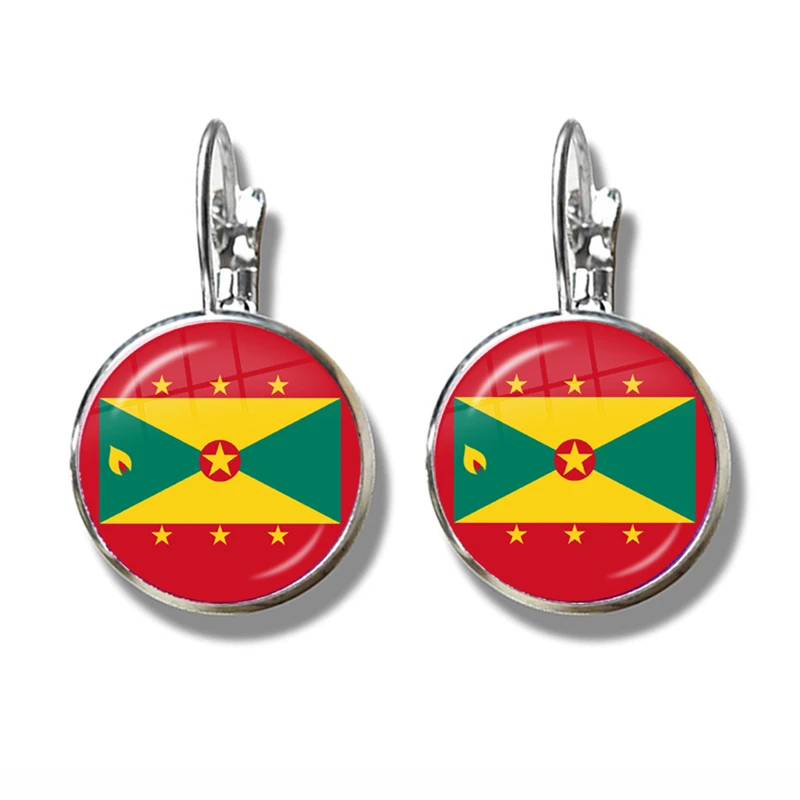 The Commonwealth of Dominica,Saint Lucia,Saint Vincent and the Grenadines,Barbados,Grenada,Ecuador Flag French Hook Earrings