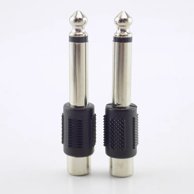 4pcs RCA/AV Female Jack to 6.35mm Male Plug to RCA Female Audio Adapters Connectors Plugs for DIY FM Microphone L19
