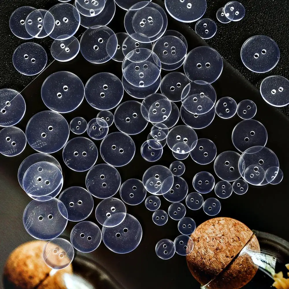 9-23mm Two Holes Transparent Plastic Resin Sewing Buttons Pearl Garment Sewing Accessories DIY Crafts