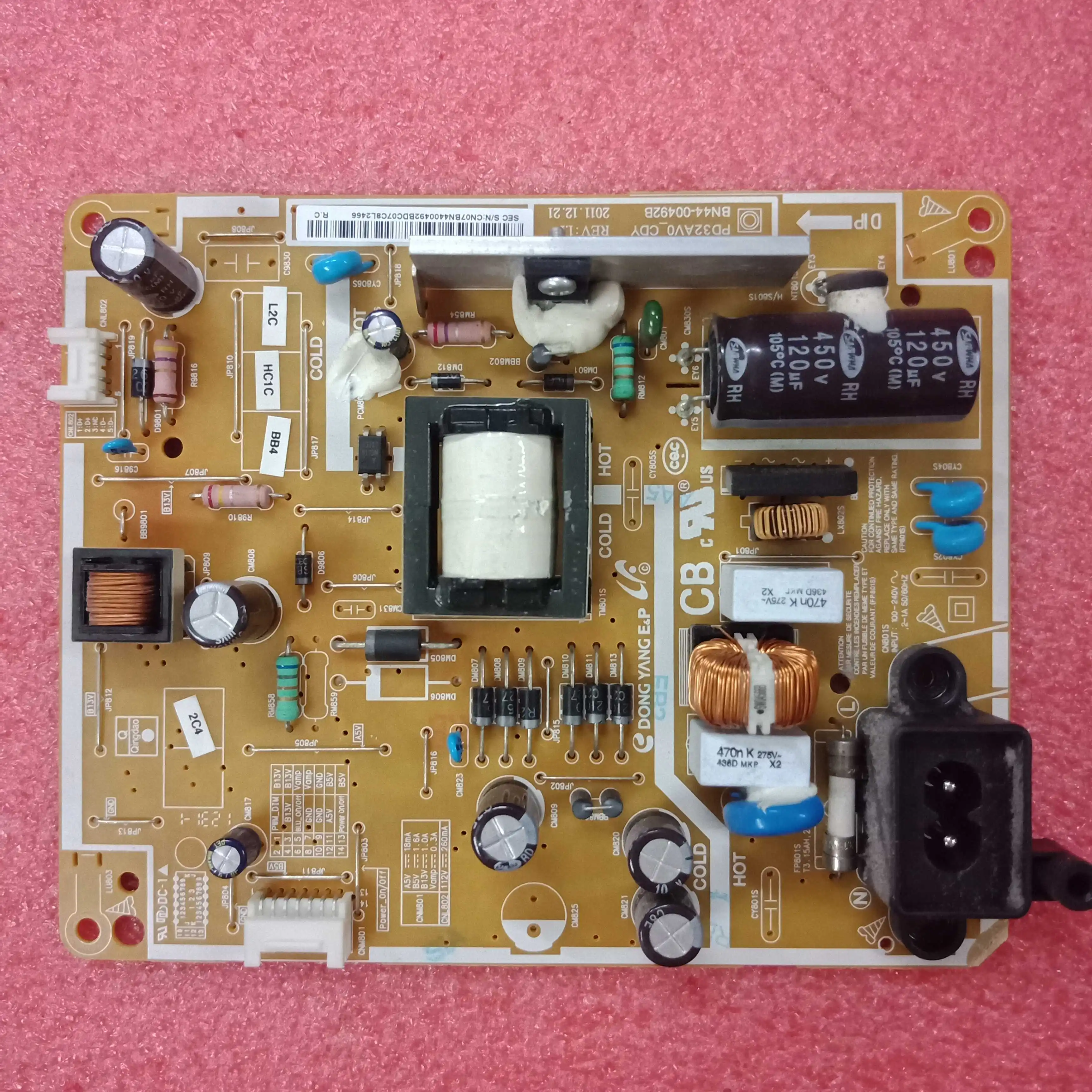 T-Con BN44-00492B / BN44-00492D CONNEXION AVEC connecter avec alimentation POUR/T-CON connecter conseil Vidéo