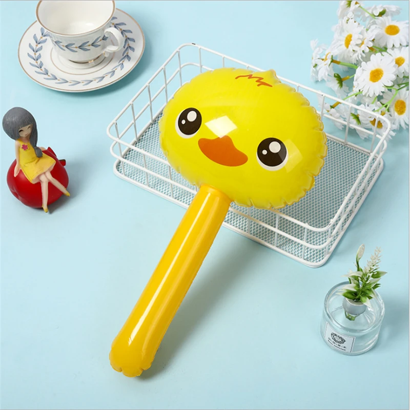 Animal Head Long Stick Children \'s Inflatable Toy Small Inflatable Bell Hammer Balloon