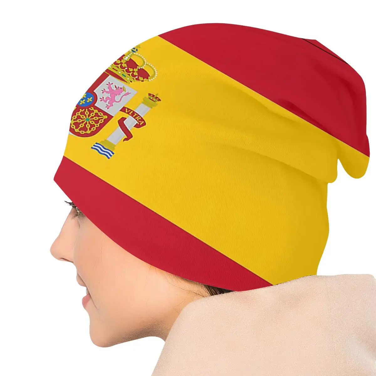 Flag Of Spain Bonnet Hats Knitting Hats Hip Hop Street Skullies Beanies Hat Unisex Spring Warm Dual-use Caps