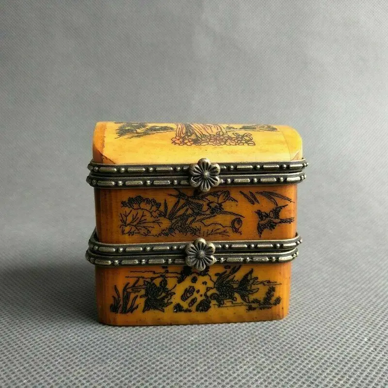 Old Chinese antique rosewood Hand-carving flower pattern jewelry box