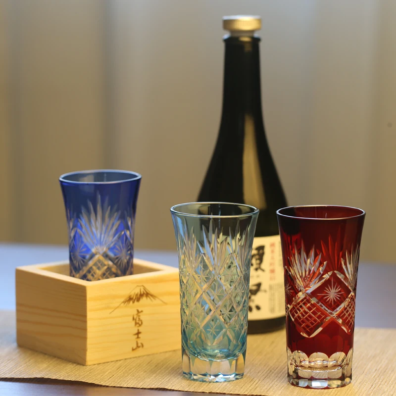 Traditional Japanese Sake Liquor Glass Collection Drinkware Glasses Handcraft Edo-Kiriko (Cut Glass)