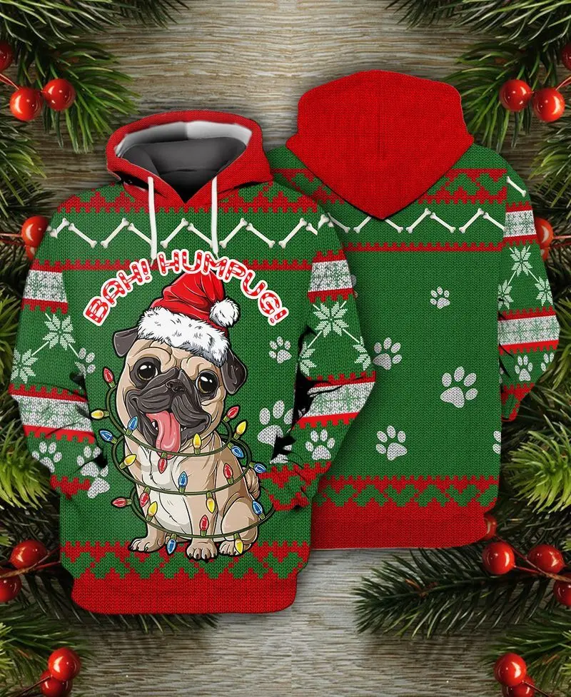 

PLstar Cosmos 3Dprinted Newest Christmas Pug Dog Pet Gift Harajuku Streetwear Unique Unisex Casual Hoodies/Sweatshirt/Zip B-4